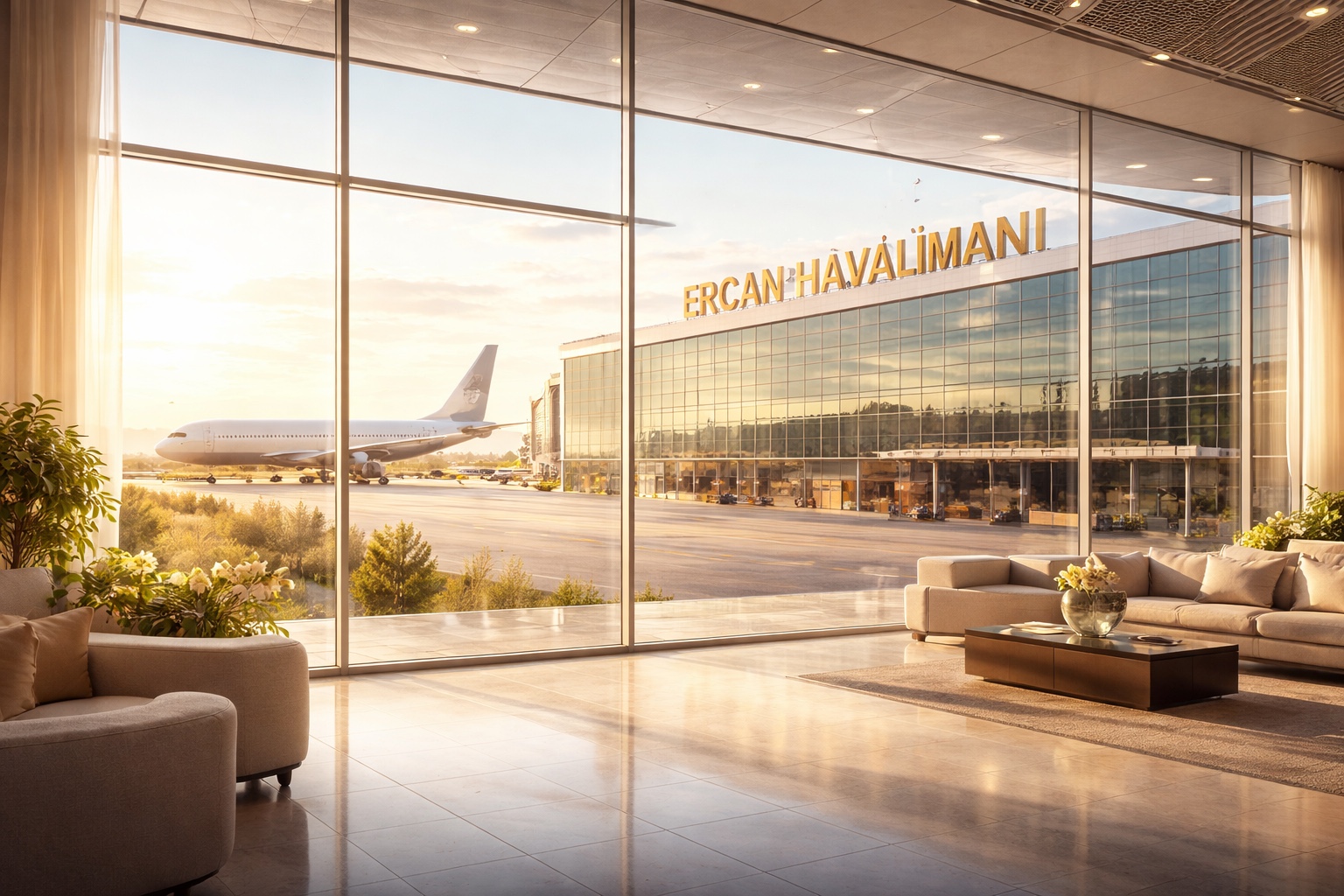 Ercan Havalimanı manzarası
